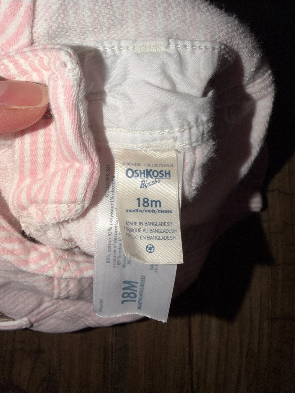 OshKosh B'gosh Light Pink & White Striped Overalls